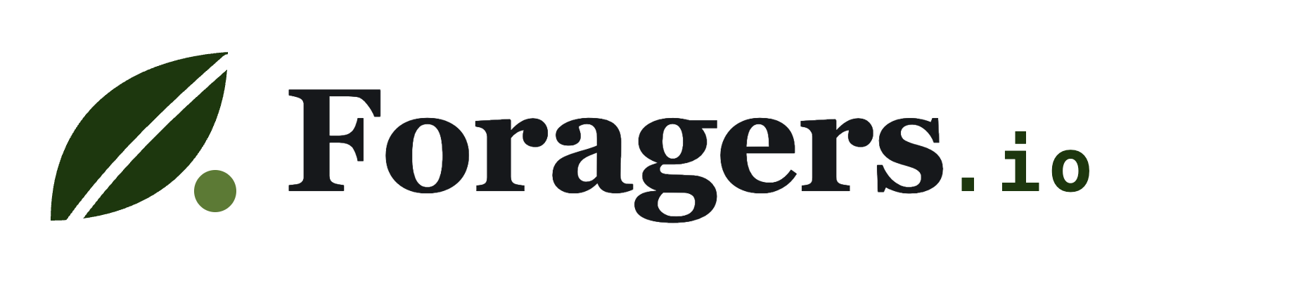 The Foragers mark next to the Foragers.io wordmark, dark