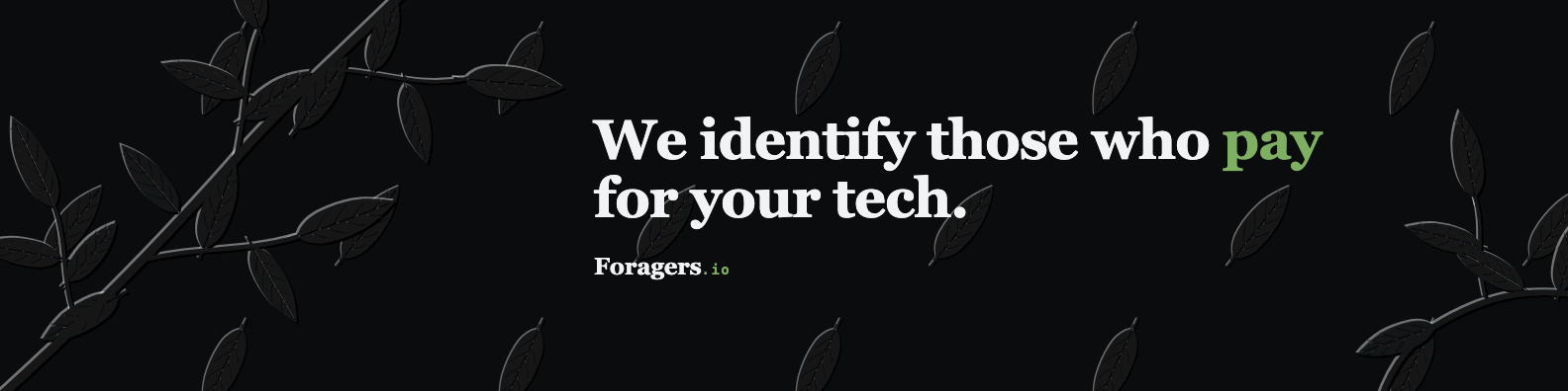 Profile banner, night: the Foragers headline beside a lacquered laurel branch on black